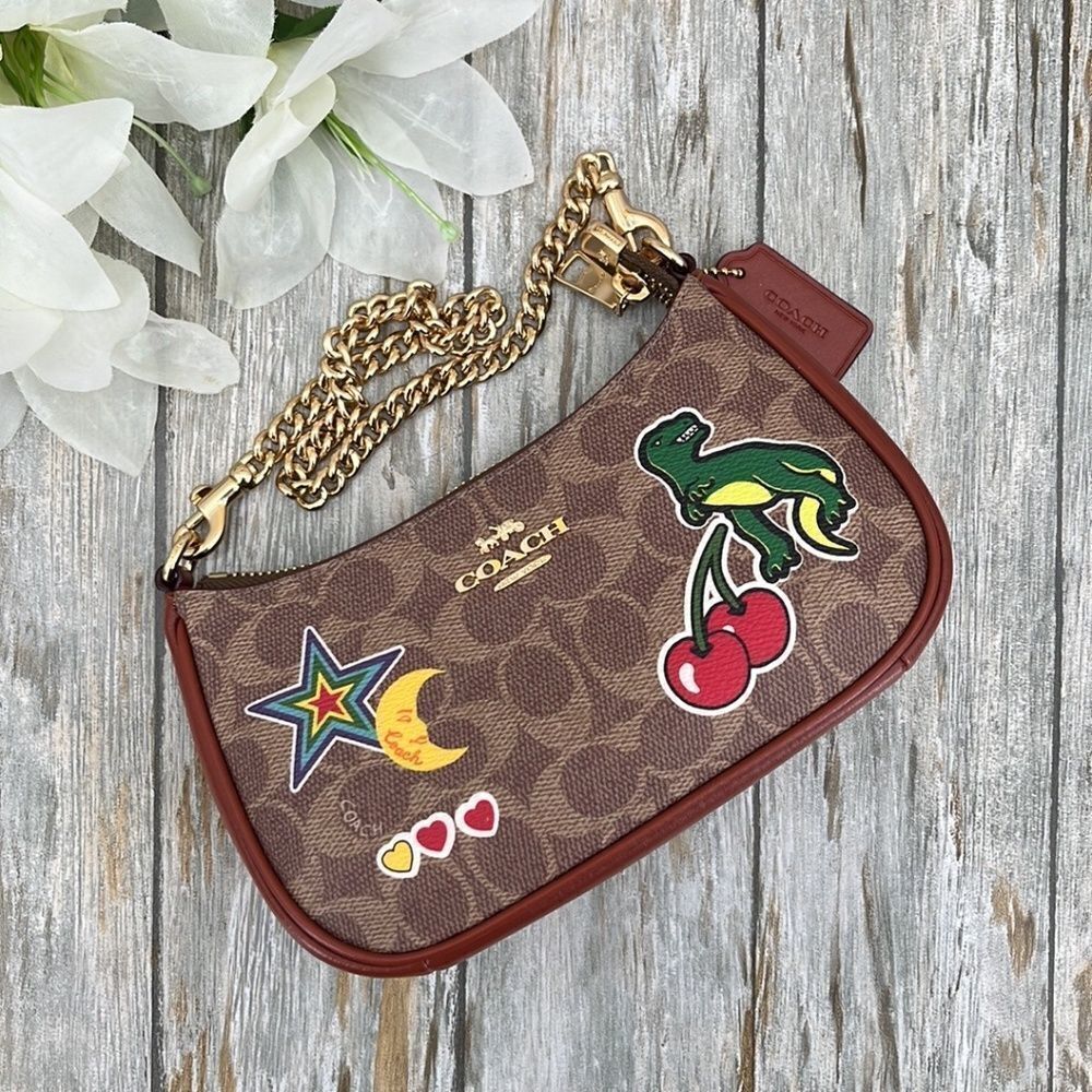 Teri Mini Crossbody Shoulder Bag In Signature Canvas With Sticker Print Purse - Picture 3 of 6